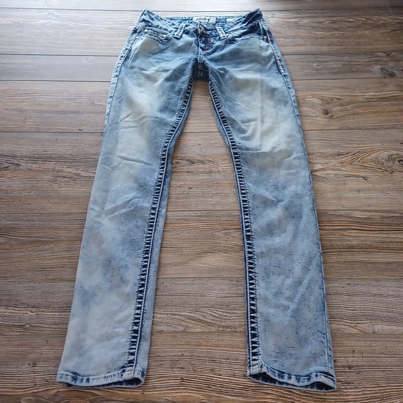 Daytrip Distressed Acid Wash Faded Lynx Skinny Jeans